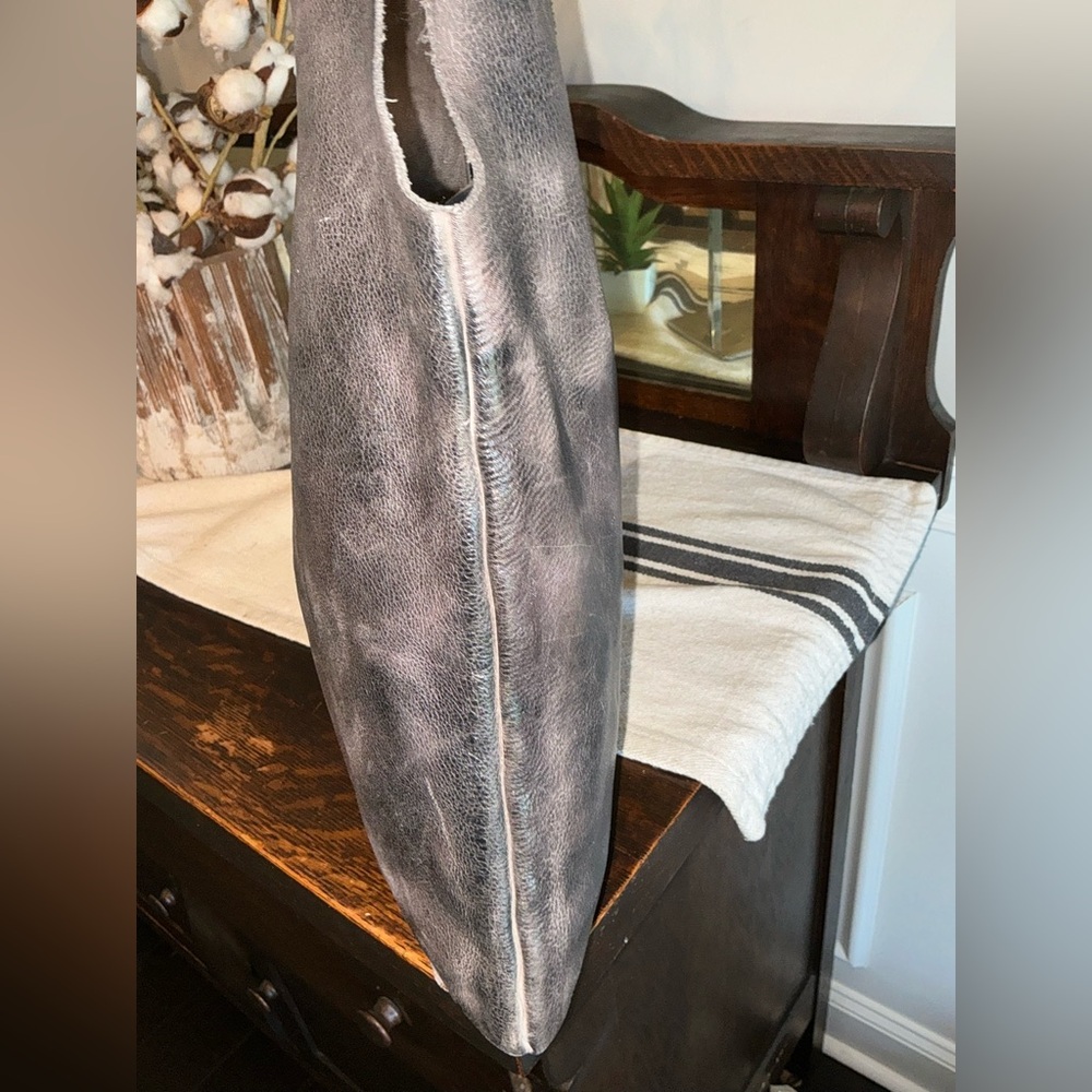 Bed Stu Leather Ariel Hobo Slouch Shoulder Bag Black Dip Dyed Retail $245 - Picture 3 of 14